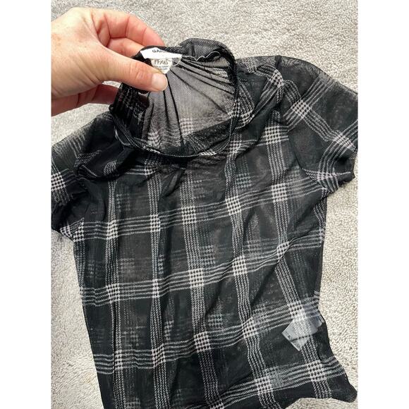 Womens Juniors 3 Mesh Crop Tops Designs Plaid Purple Black Blue Size XS - Picture 4 of 4